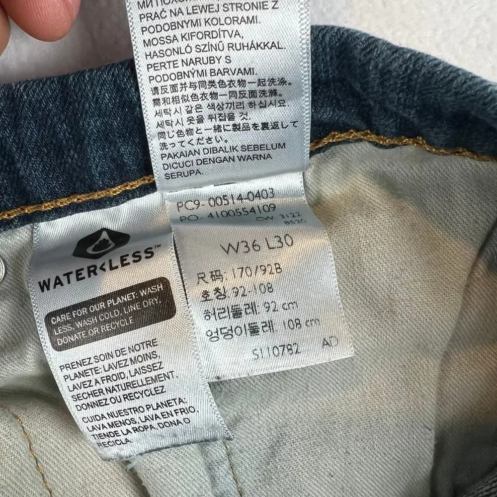 Levis 514 Jeans Mens 36x30 Blue Straight Mid Rise Dark Wash Denim‎